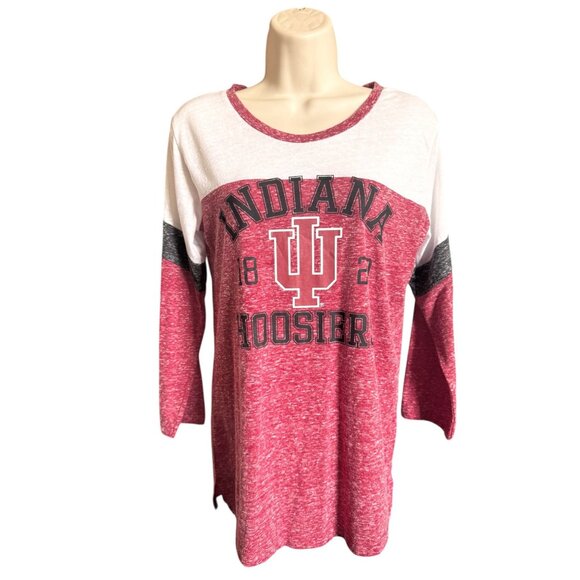 Three Square Tops - Indiana Hoosiers Three Square M Long Sleeve Crewneck T-Shirt Tunic College Tee